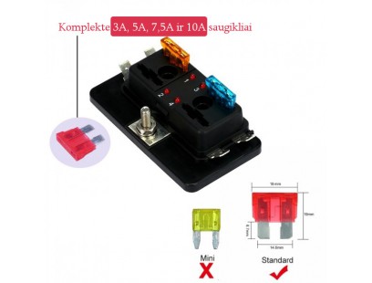 4 x ATO/ATC saugiklio laikiklis su LED indikacija