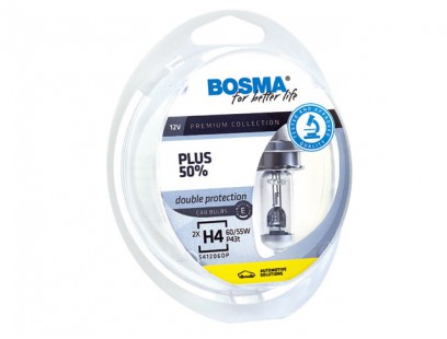 Bosma lempučių komplektas H4, P43t, 60/55W, optiplus +50%