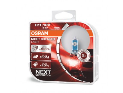 Osram lemputės Night Breaker Laser,+150%, H11, 55W,2 vnt, DUO 6421