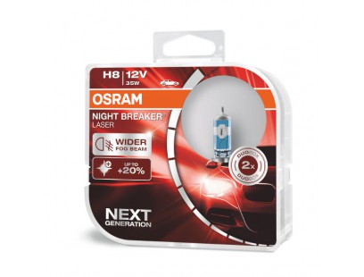 Osram lemputės Night Breaker Laser,+150%, H8, 35W,2 vnt, DUO O6421