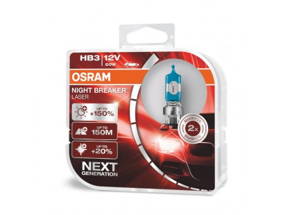 Osram lemputės Night Breaker Laser,+150%, HB3, 60W,2 vnt, DUO 9005