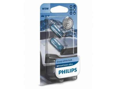 PHILIPS WhiteVision Ultra, W2,1x9,5d 12V W5W T10 5W 12961WVUB2