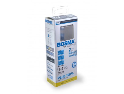 Bosma lemputė H7, 55W, 12V, Plus 150%, PX26d komplektas (balta)