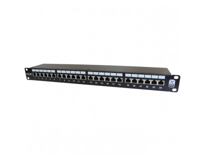 Komutacinė panelė 24 prievadų Excel 100-032 (19'', 1U, ekranuota, Cat6e, LSA)