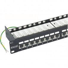 Komutacinė panelė 19'' 1U, EXCEL 100-013 (FTP, 6 kat., 24 portų, ekranuota, LSA)
