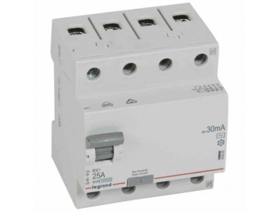 Srovės nuotekio relė RCD RX Legrand 402062 (AC, 25A, 4P, 30mA, 400V)