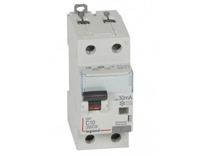 Automatinis jungiklis su srovės nuotekio rėle Legrand 411000 (10A, 1P+NR, 230V, 30mA, RCBO)