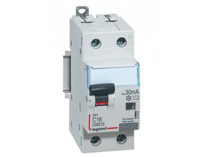 Automatinis jungiklis su srovės nuotekio rėle Legrand 411002 (16A, 1P+N, 230V, 30mA, 30mA)