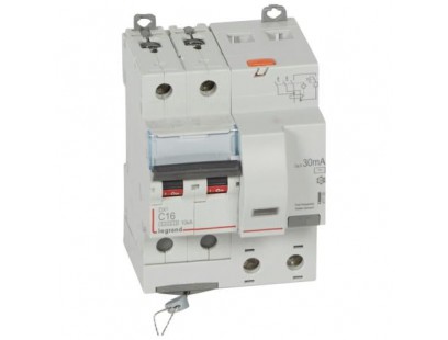 Srovės nuotekio relė su automatiniu jungikliu Legrand 411158 (2P, 16A, C, 30mA, 10kA, AC)