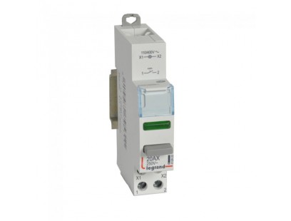 Mygtukas ant DIN bėgelio su indikacijos lempute Legrand 412920 (20A 100V/1 x N0 kontaktas)