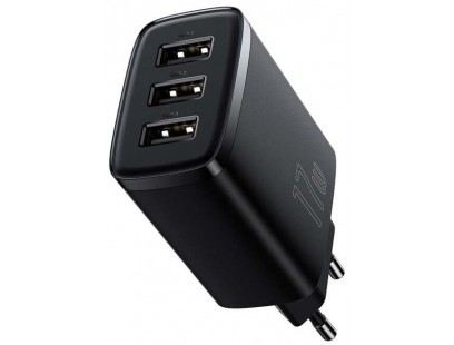 Sieninis įkroviklis BASEUS CCXJ020101 (17W, 3xUSB, 3.4A, juodas)
