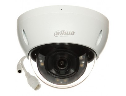 Dahua Dome IPC-HDBW2449E-S-IL-0280B (balta, 4 MP, 95°, IR + LED 30m, Smart Dual Light, IP67, IK10)