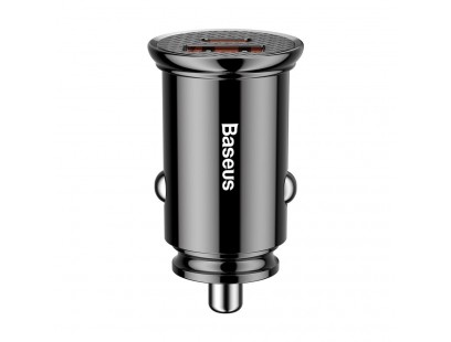 Automobilinis įkroviklis BASEUS CCALL-YS01 (Juodas, 30W, 12-24V, USB + USB-C, QC4.0+, SCP)