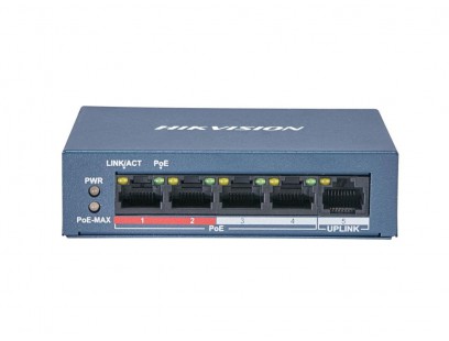 5 prievadų, 4 PoE komutatorius Hikvision DS-3E0105P-E/M(B)