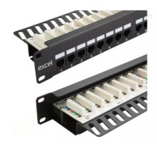 Komutacinė panelė 19" 1U 24 portų Excel 100-302 (Cat.6e)