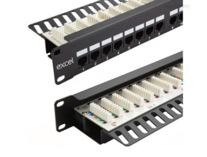 Komutacinė panelė 19" 1U 24 portų Excel 100-302 (Cat.6e)