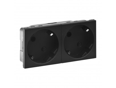 Kištukinis lizdas Legrand 079372L (juodas, matinis, 2x2P+E 45° kampas, IP20)