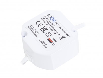 Impulsinis maitinimo šaltinis ESPE LP-3012 (30W, 2.5A/12V, hermetinis IP67, 50x47x25)