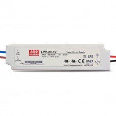 Impulsinis maitinimo šaltinis LED 12V 20W 1.67A IP67, Mean well, LPV-20-12