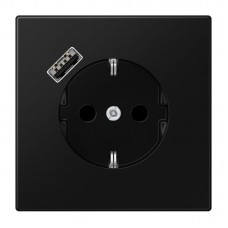 Kištukinis lizdas su USB JUNG LS1520-18ASWM (juodas, matinis, 16A/250V)