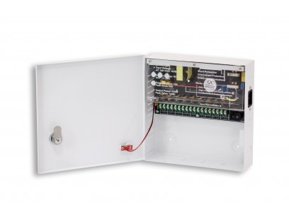 Maitinimo blokas su korpusu PowerBubble PBWD1210-09C (10A/12V, 9 išėjimai su saug.)