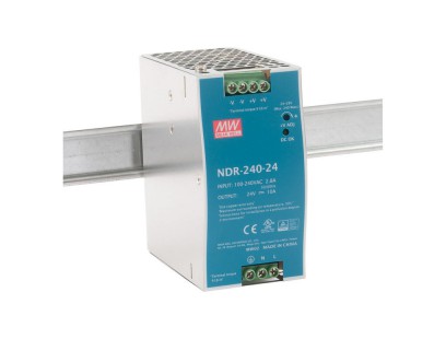Impulsinis maitinimo šaltinis 24V 240W 10A, tvirtinamas ant DIN bėgio, MEAN WELL, NDR-240-24