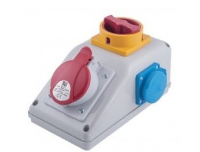 PawBol R-BOX B.165/1/LP-S plastikinis skydelis su kištukiniais lizdais (1x16A/250V, 1x250V)