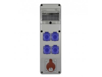 PawBol R-BOX B.SLIM-6S-28-S plastikinis skydelis su lizdais (4x16A/230V, 1x5P16A)