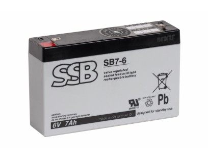 Akumuliatorius (AGM) SSB SB 7Ah 6V F1 VRLA (SB 7-6)