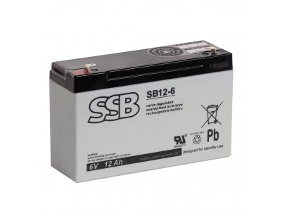Akumuliatorius (AGM) SSB SB (12Ah, 6V, F1, VRLA)