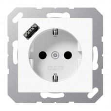 Kištukinis lizdas su USB A lizdu JUNG A1520-18AWW (baltas, 16A/250V)