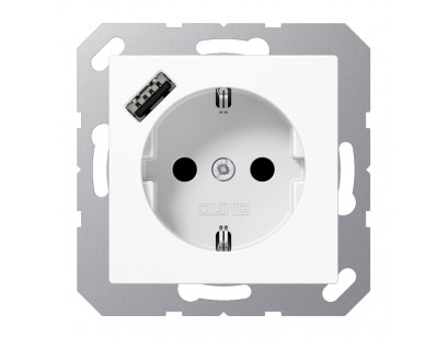 Kištukinis lizdas su USB A lizdu JUNG A1520-18AWW (baltas, 16A/250V)