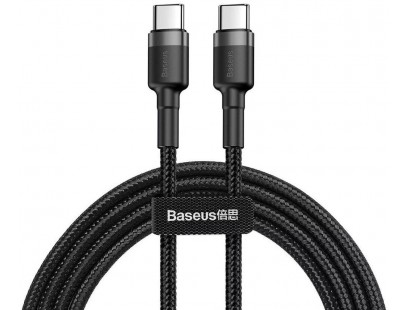 Kabelis USB C - USB C BASEUS CATKLF-HG1 (2.0m, QC3.0, nailoninis, pilkas/juodas)