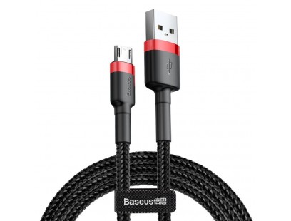 Kabelis USB A - micro USB BASEUS CAMKLF-B91 (1.0m, QC3.0, nailoninis, raudonas/juodas)