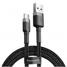Kabelis USB A - USB C BASEUS CATKLF-UG1 (3.0m, QC3.0, nailoninis, pilkas/juodas)