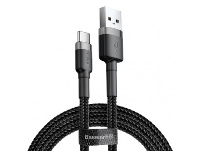 Kabelis USB A - USB C BASEUS CATKLF-UG1 (3.0m, QC3.0, nailoninis, pilkas/juodas)