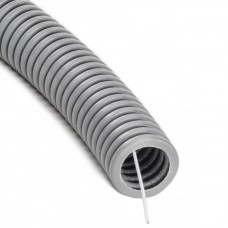 Gofruotas pilkas PVC vamzdis su viela 16mm (50m, 320 N/5 cm)