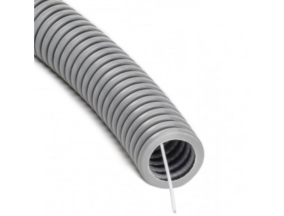 Gofruotas pilkas PVC vamzdis su viela 32mm (25m, 320 N/5 cm)