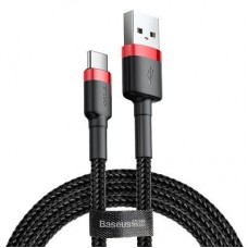 Kabelis USB A - USB C BASEUS CATKLF-B91 (1.0m, QC3.0, nailoninis, raudonas/juodas)