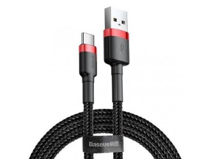 Kabelis USB A - USB C BASEUS CATKLF-B91 (1.0m, QC3.0, nailoninis, raudonas/juodas)
