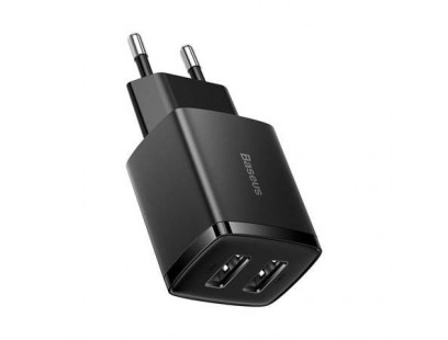 Sieninis įkroviklis BASEUS CCXJ010201 (10.5W, 2xUSB, 2.1A, juodas)