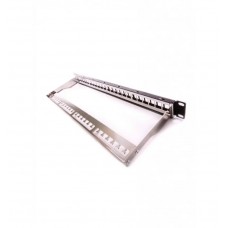 Komutacinė panelė 19" 0.5U UTP/FTP (be lizdų, juoda)