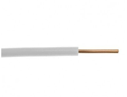 Lietkabelis H07V-U (YDY) 1x2.5 mm2 vienagyslis laidas (monolitinis, baltas, 1 m)