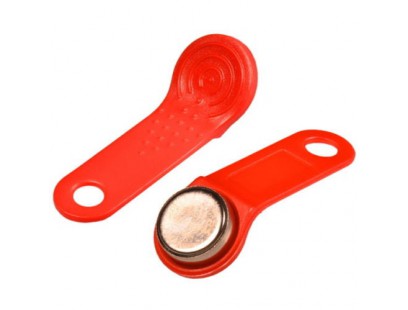 Raudonas dallas raktas iButton DS1990A-F5 su laikikliu