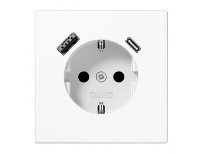 Kištukinis lizdas su USB+USB-C JUNG LS1520-15CAWW (baltas, 16A/250V)